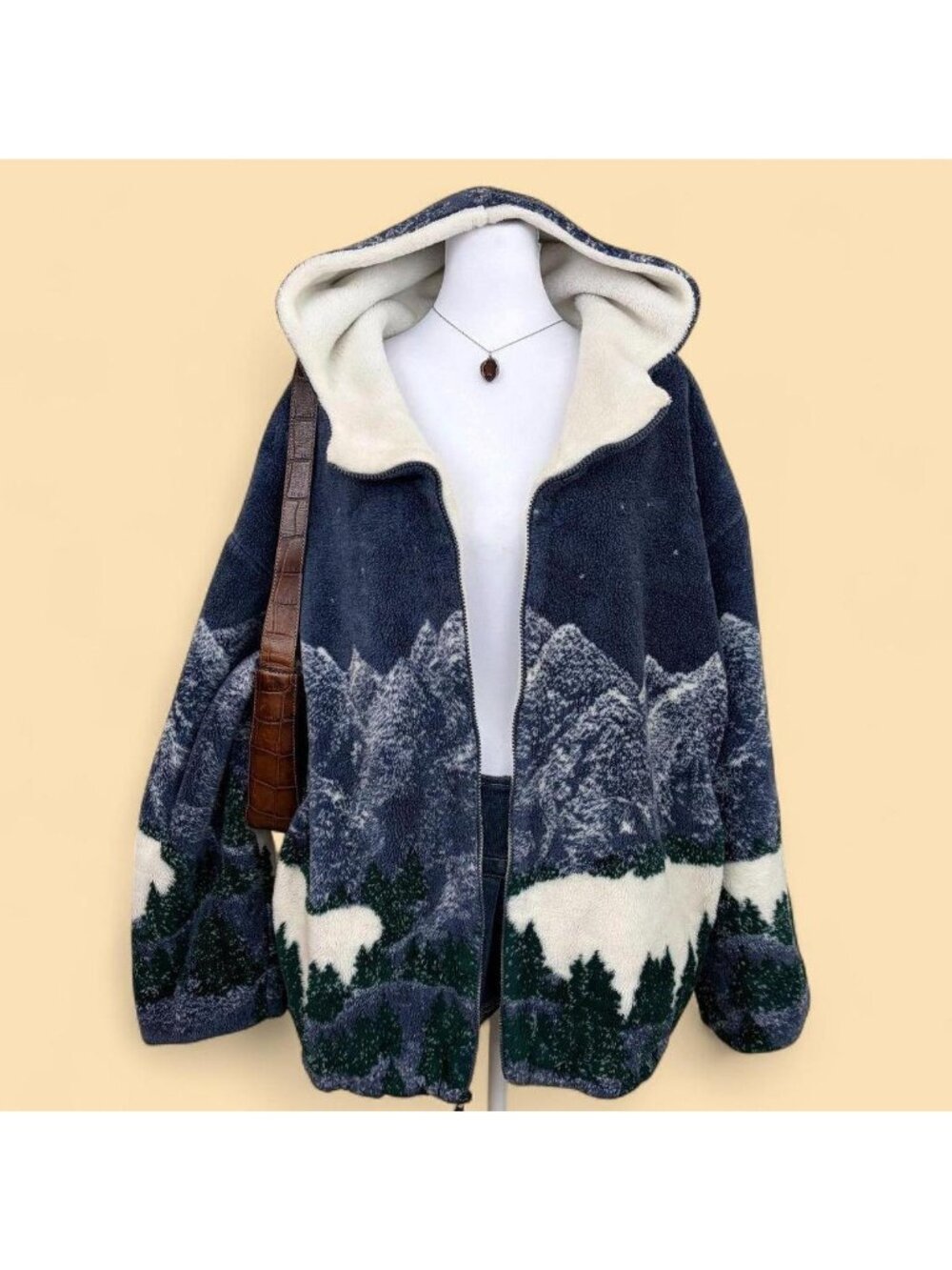 90s cozy cottagecore granola woods mountains fleece jacket